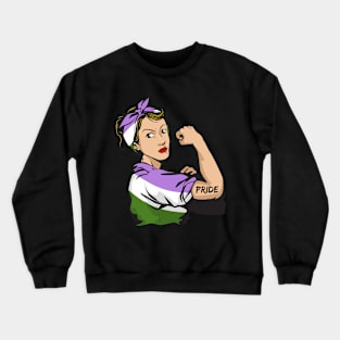 Strong woman genderqueer lgbt pride Crewneck Sweatshirt